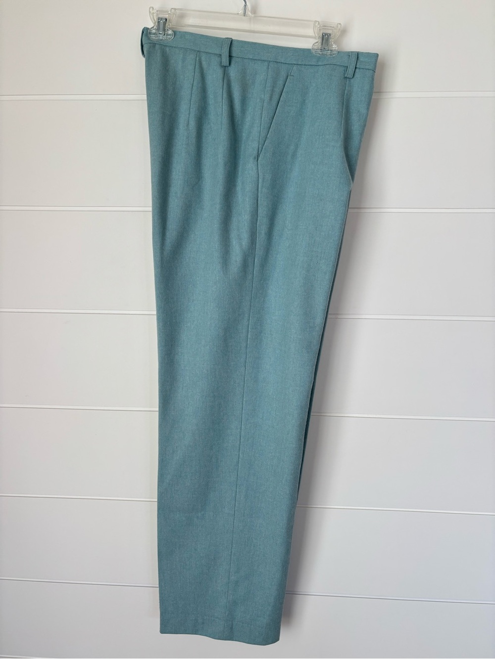 Pendelton Flat Front Light Blue Straight Leg Wool Trousers Womens Size 16